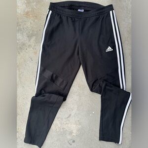 Adidas 3 stripes black and white sport athletic pant